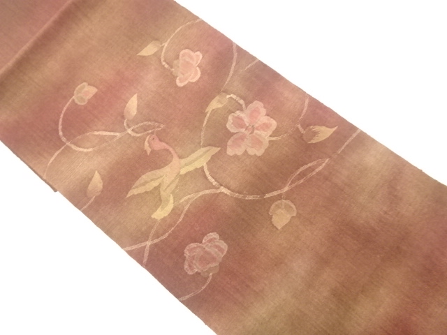 花喰い鳥模様織り出し　袋帯